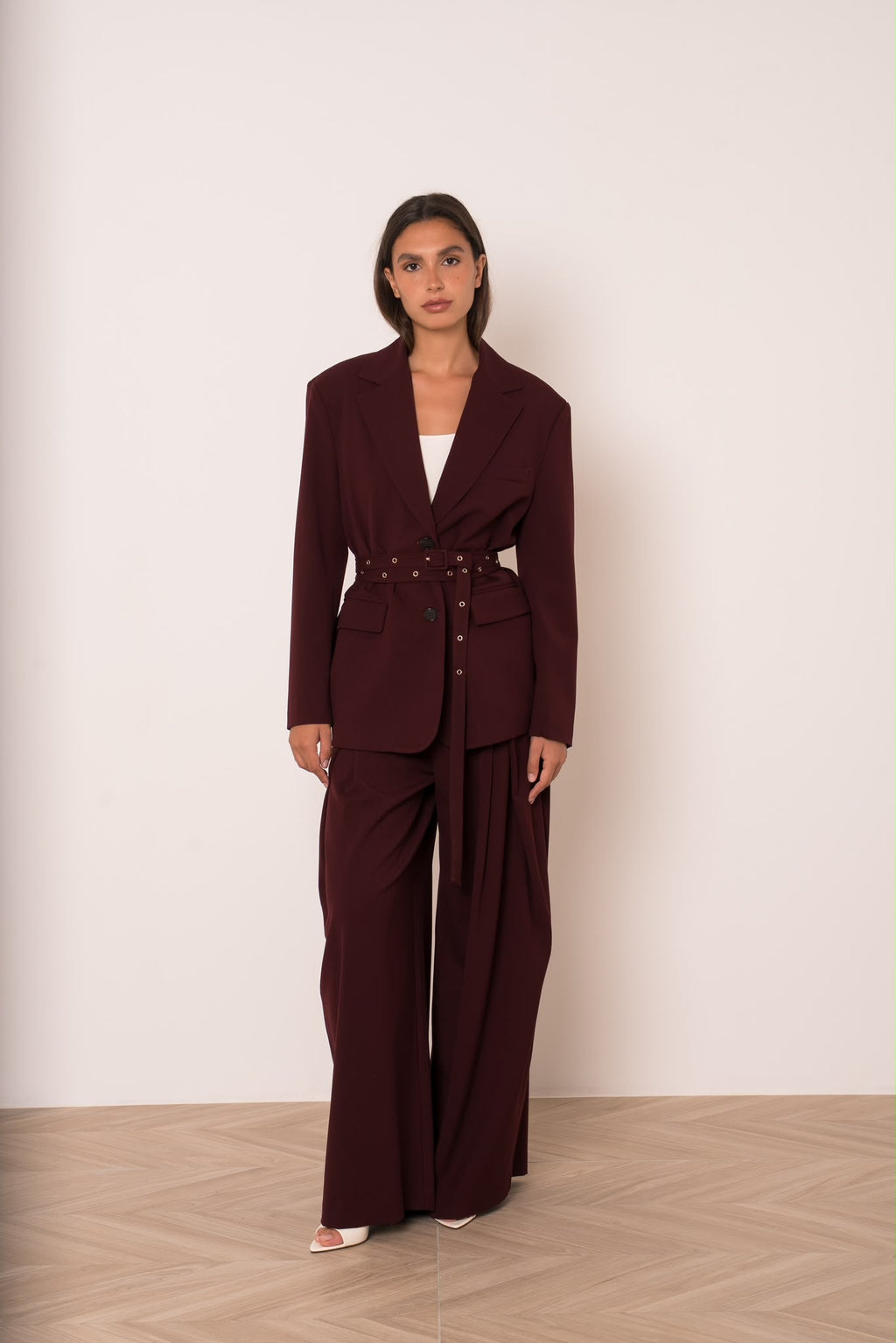 Blazer Ceinturé Bordeaux