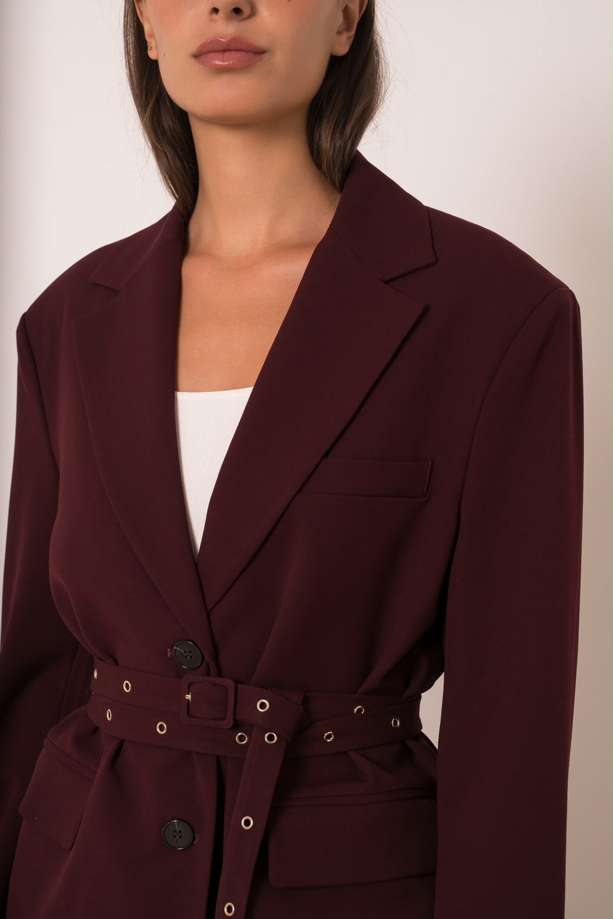 Blazer Ceinturé Bordeaux