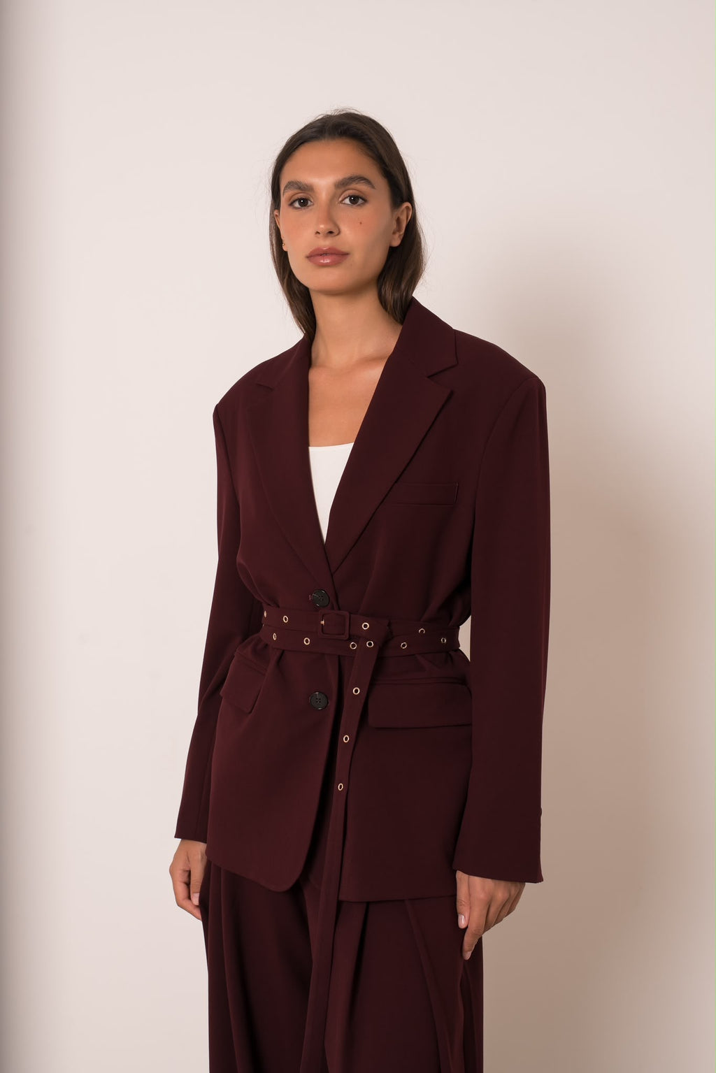 Blazer Ceinturé Bordeaux