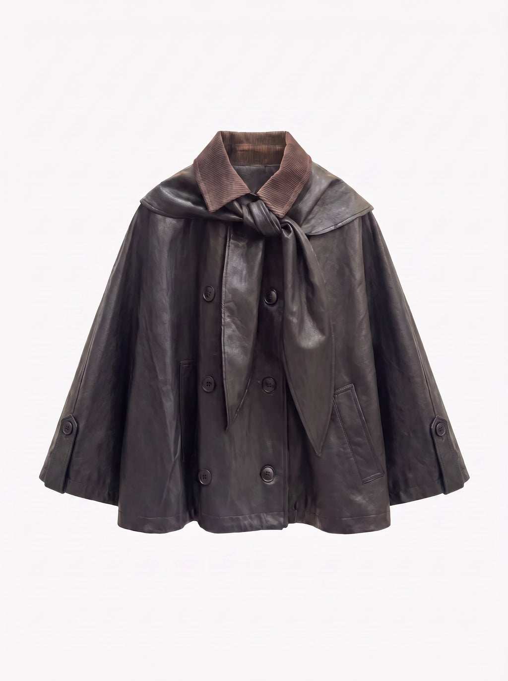 Cape Effet Cuir Chocolat Élégance Parisienne
