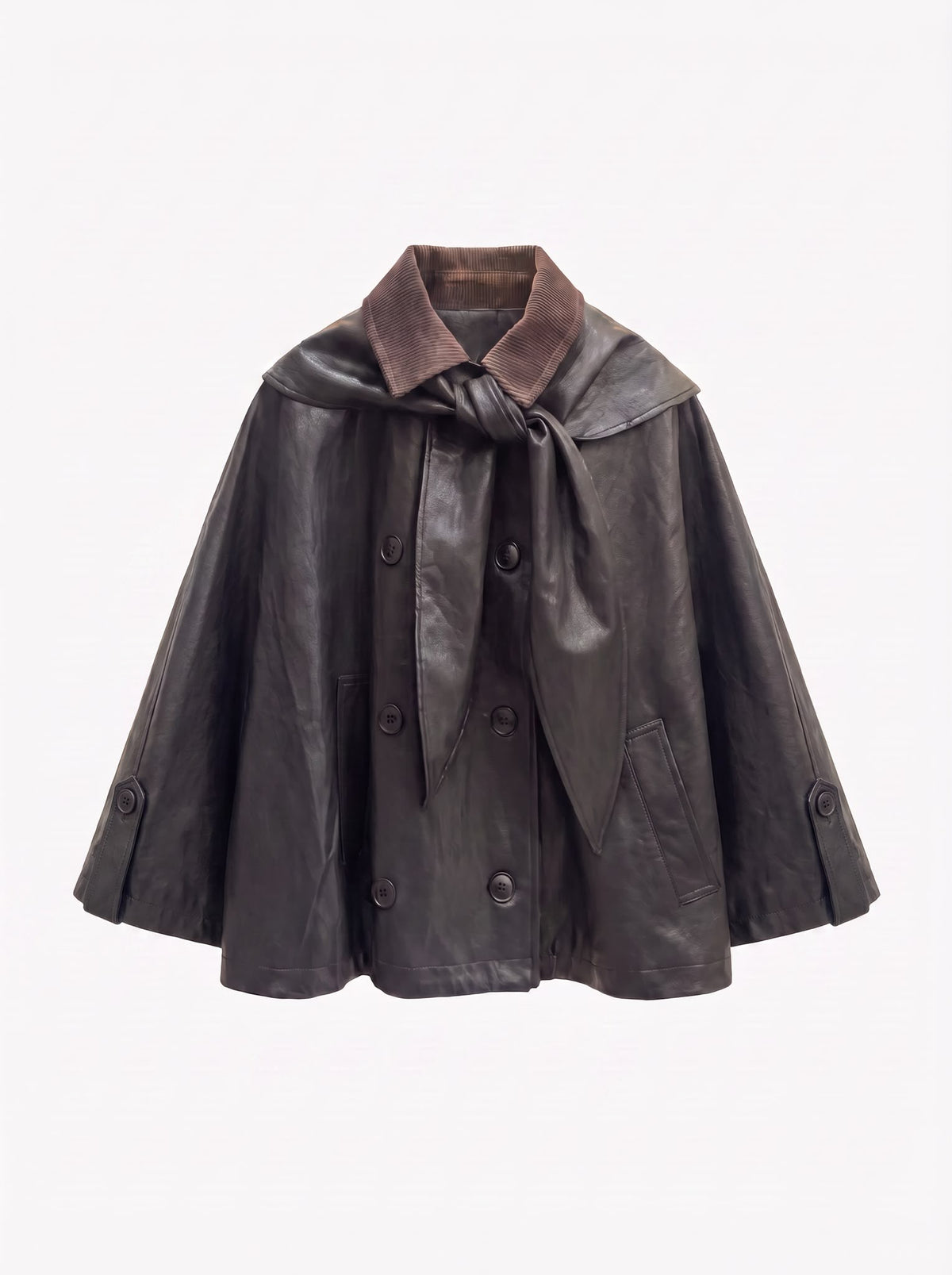 Cape Effet Cuir Chocolat Élégance Parisienne