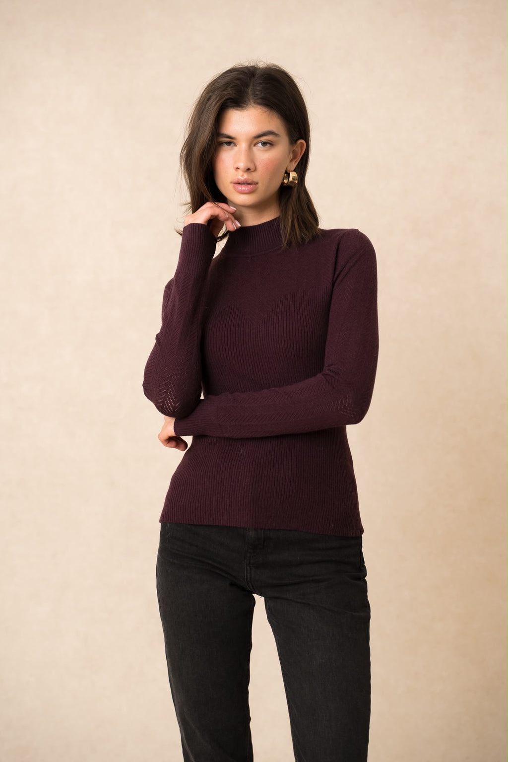 Pull Col Montant Ajouré Élégance Parisienne
