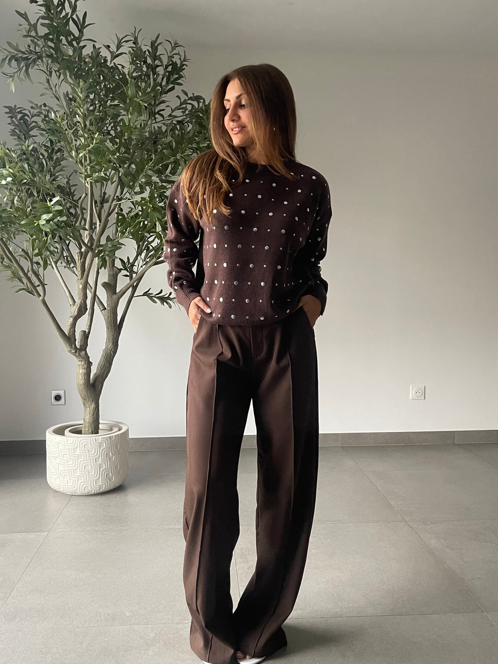 Pantalon Léo Marron